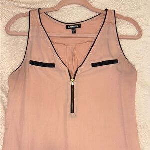 Express Pink Tank Top with Black Zipper and Trim